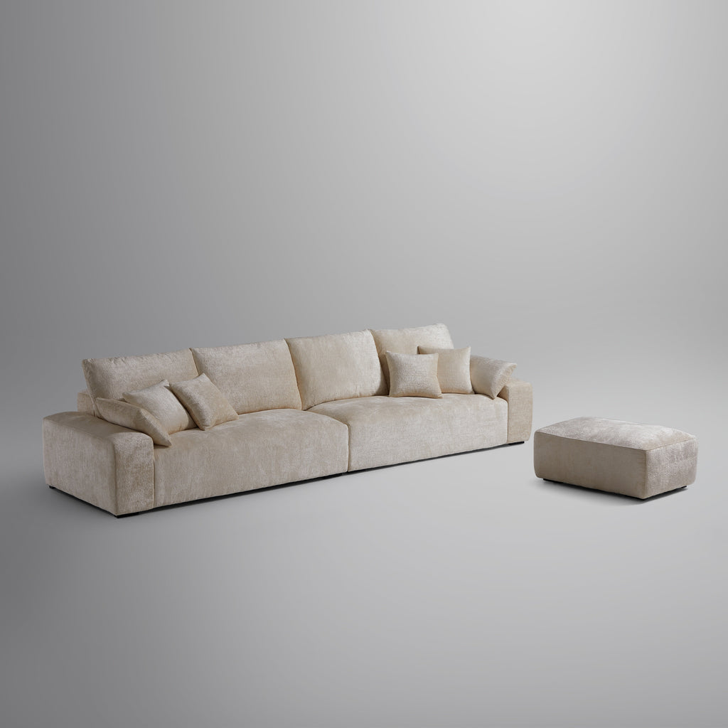 Le canapé et le pouf jaunes Empress