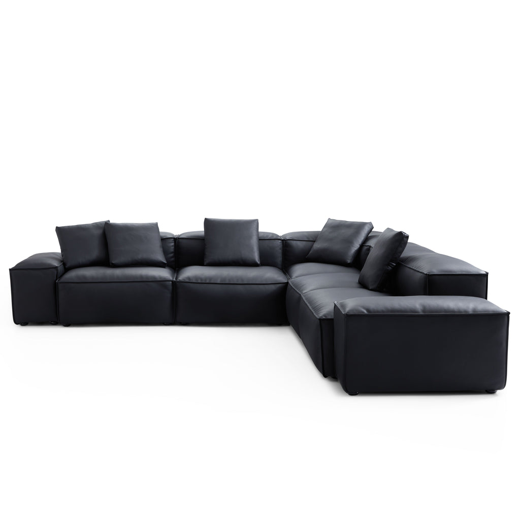 Cube Modular Brown Genuine Leather Corner Sectional