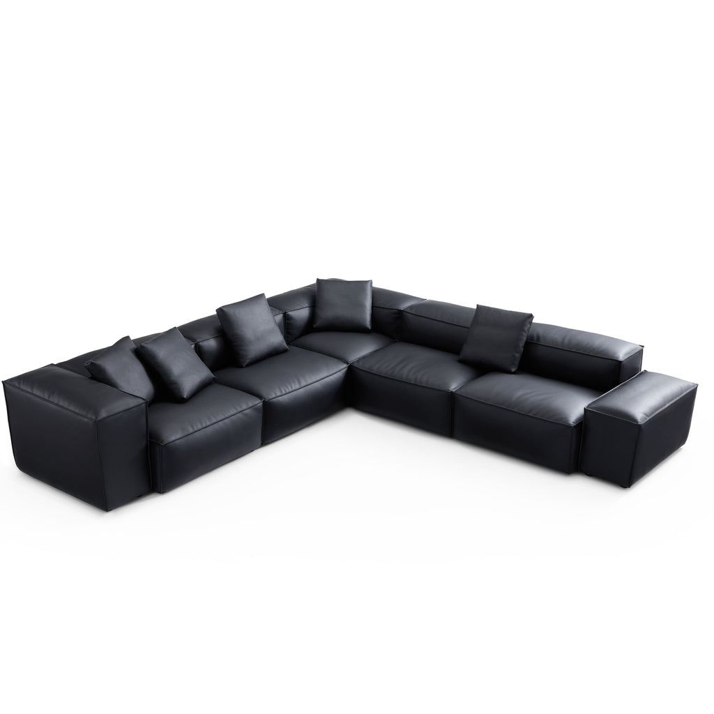 Cube Modular Brown Genuine Leather Corner Sectional