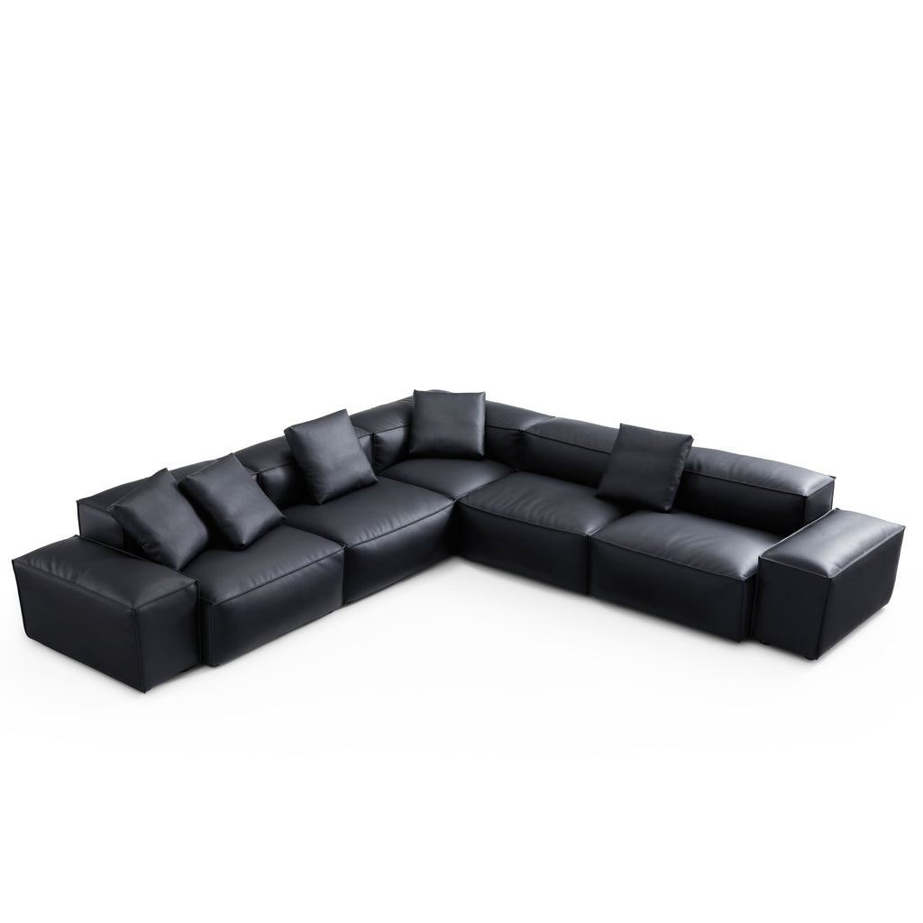 Cube Modular Brown Genuine Leather Corner Sectional