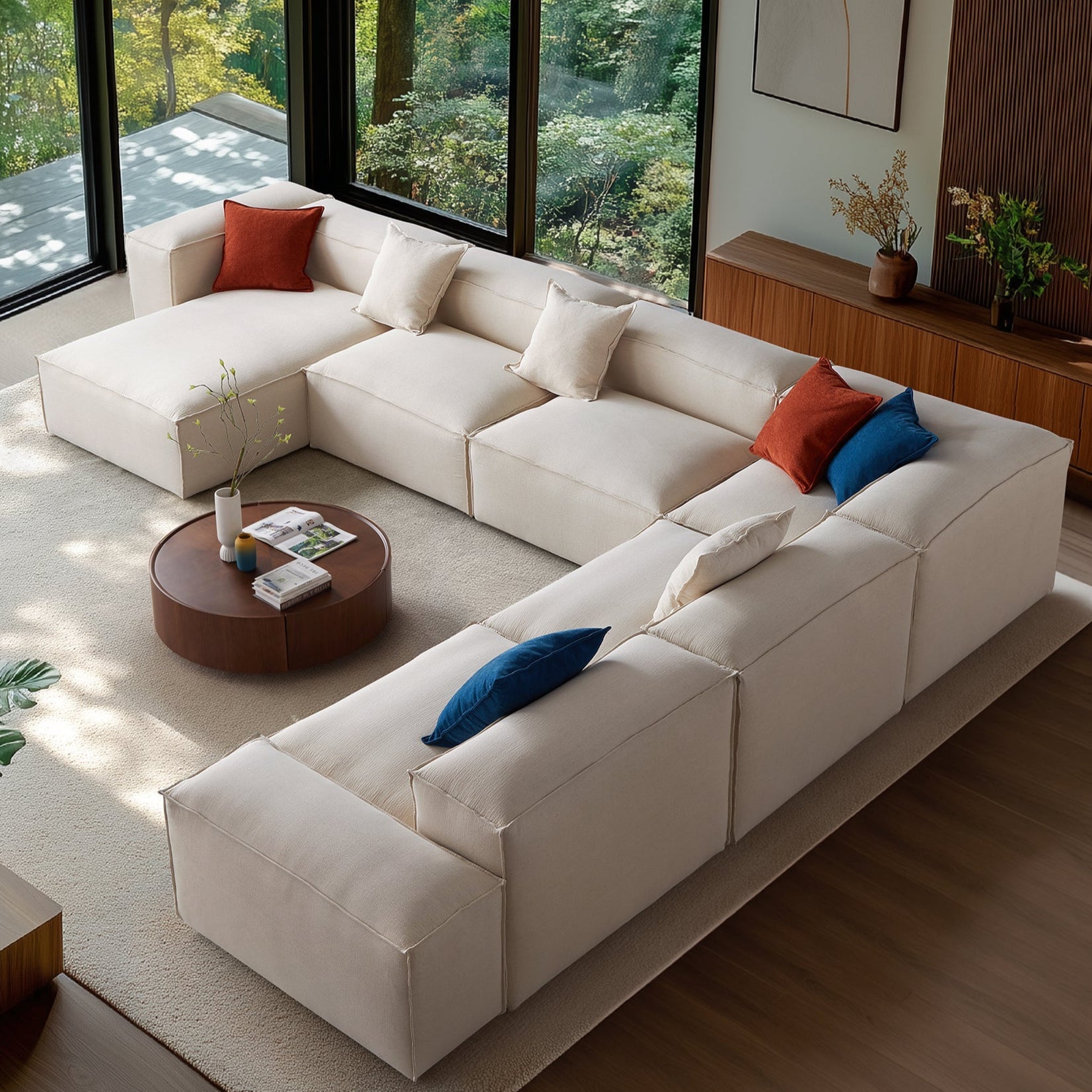 Freedom Modular Khaki U-Shaped Sectional Sofa