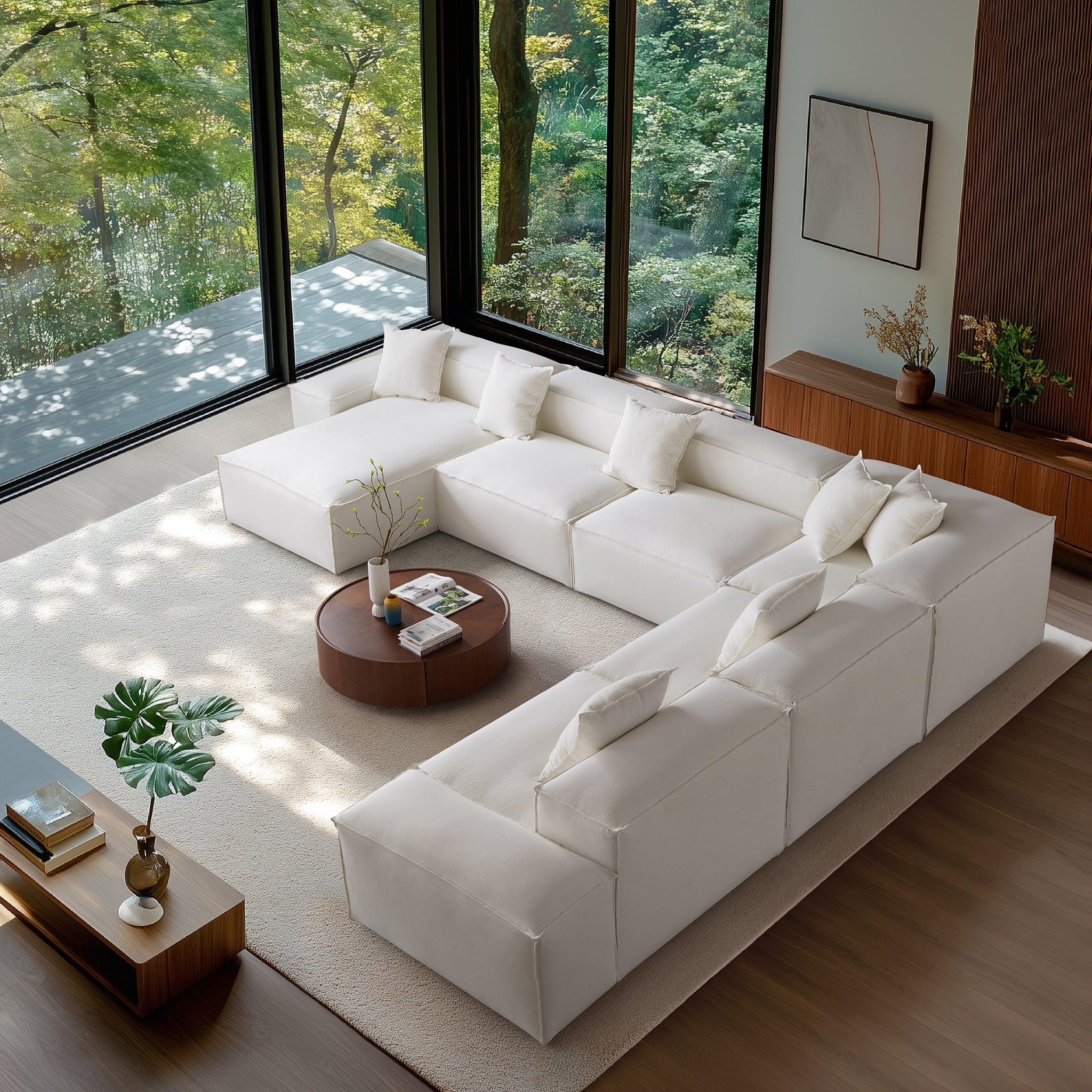 Canapé sectionnel blanc Freedom Modular en forme de U