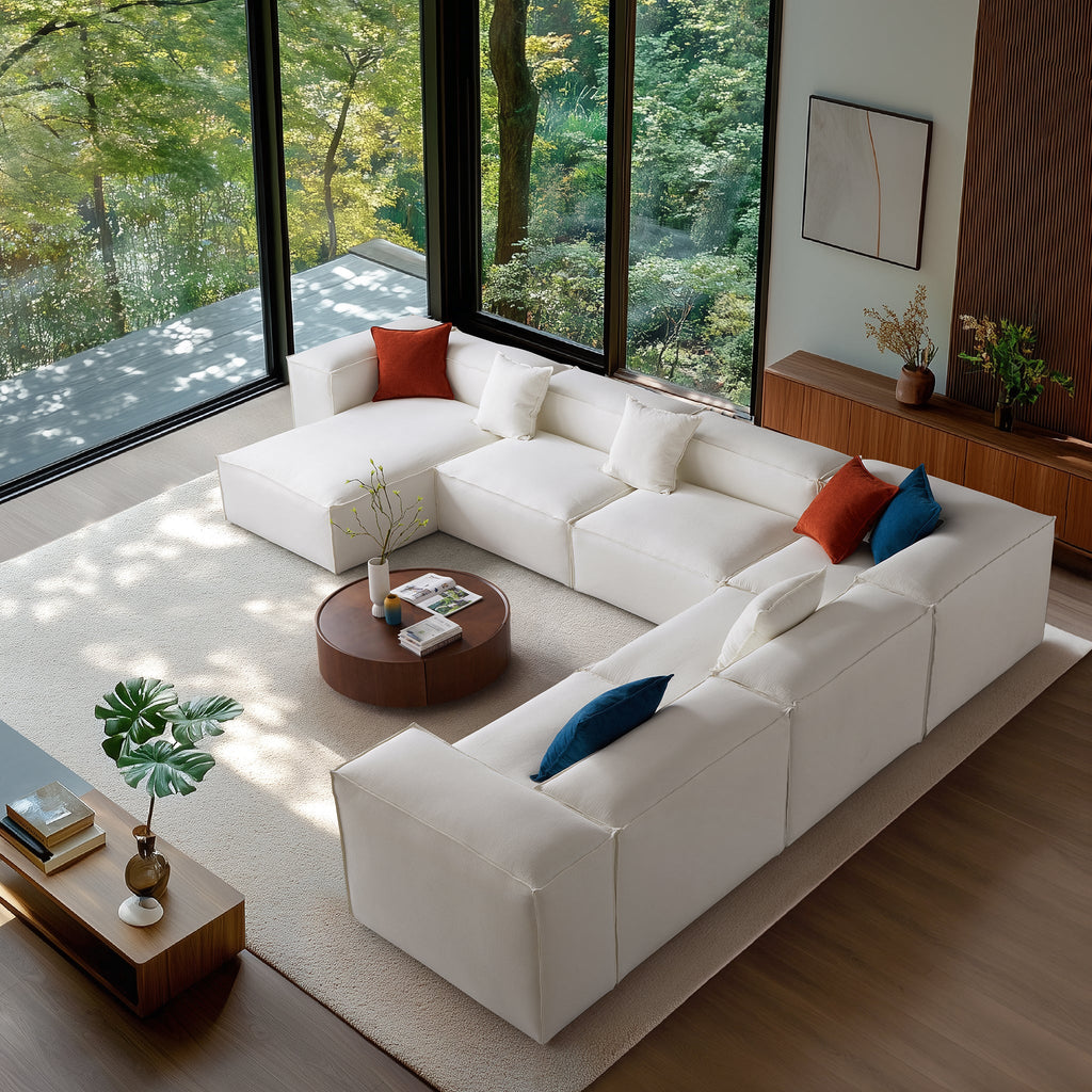 Canapé sectionnel blanc Freedom Modular en forme de U