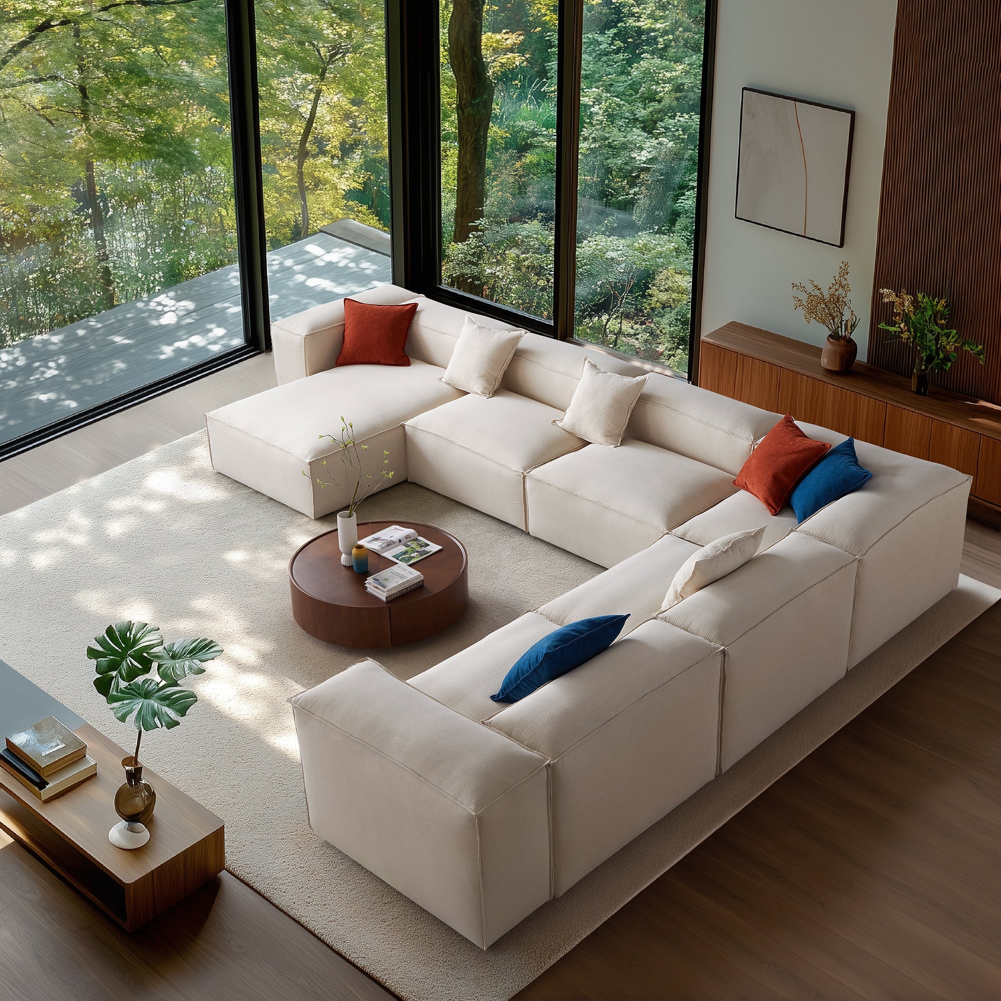 Canapé sectionnel blanc Freedom Modular en forme de U