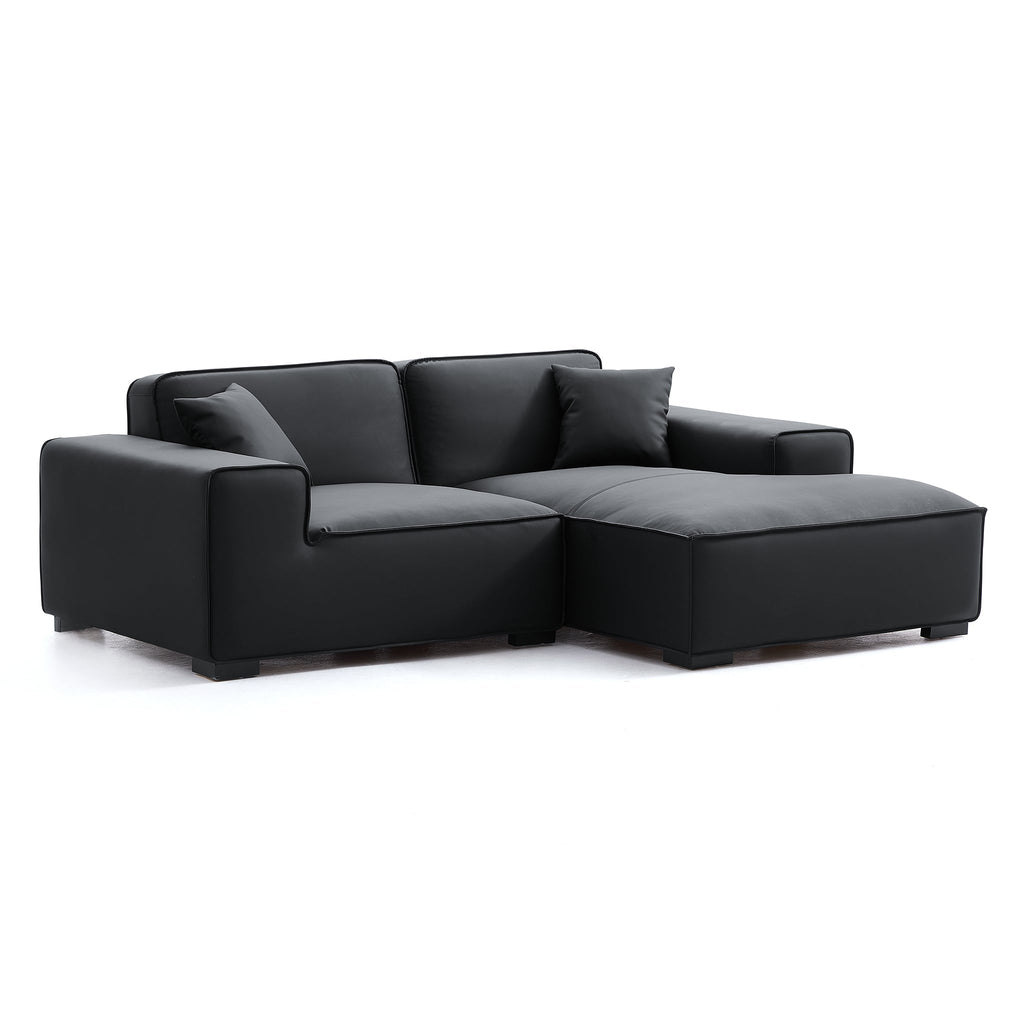 Domus Modular Beige Leather Sectional Sofa