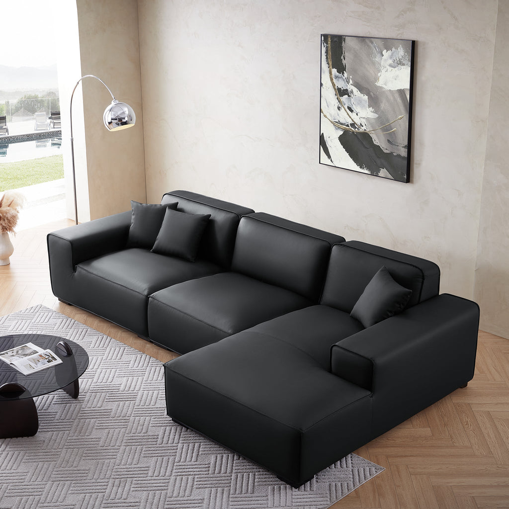 Domus Modular Beige Leather Sectional Sofa