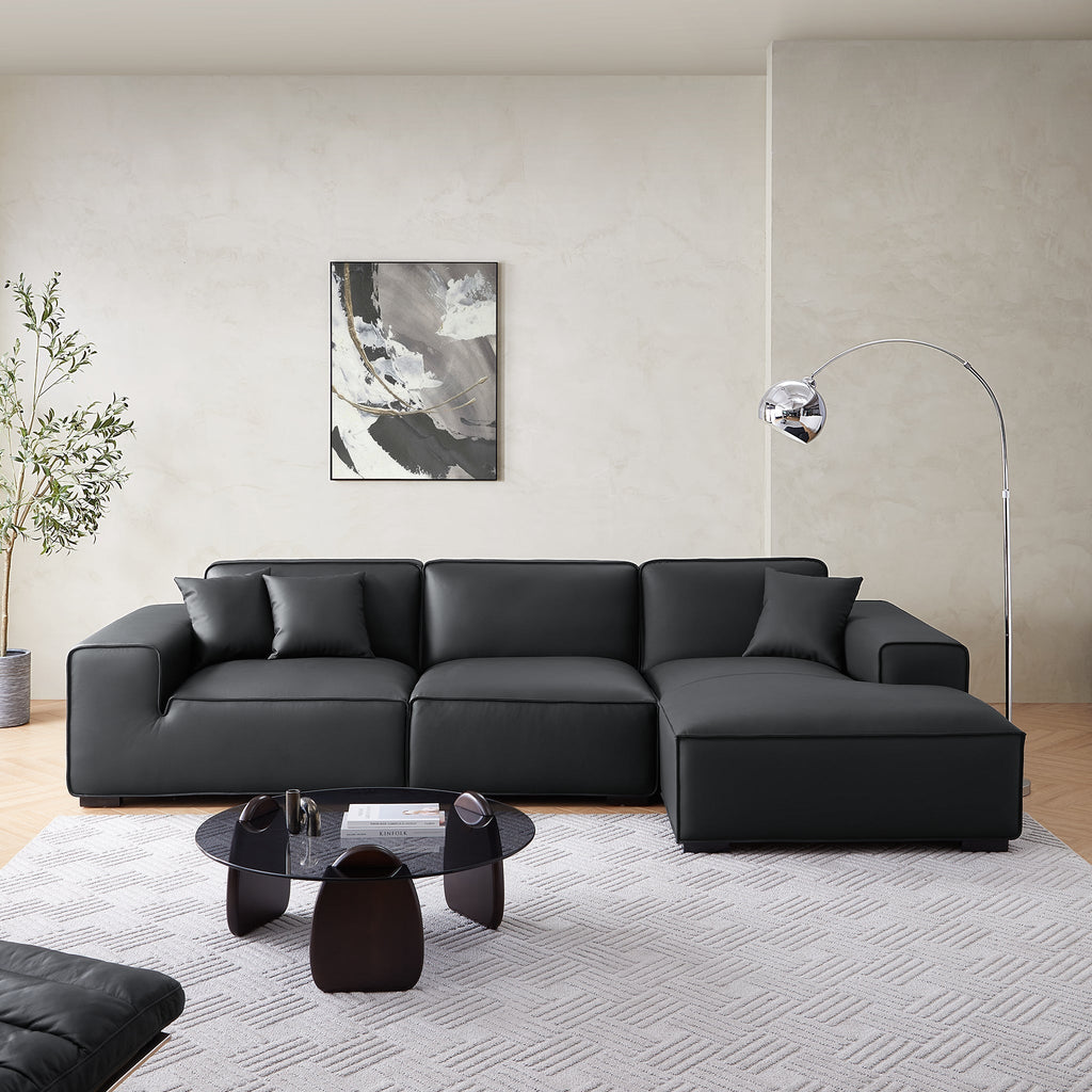 Domus Modular Beige Leather Sectional Sofa