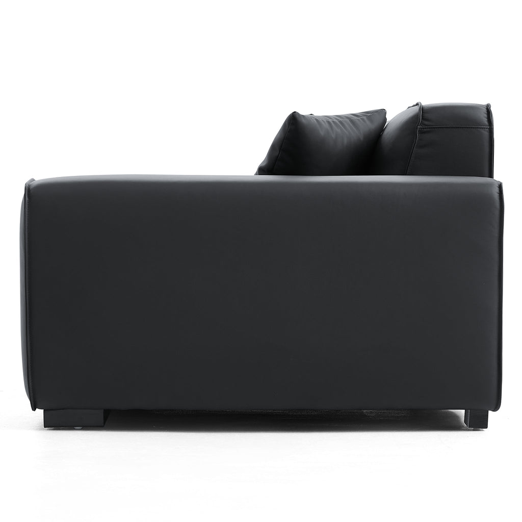 Domus Modular Black Leather Sofa