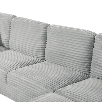 Canapé sectionnel en U en velours côtelé de 125 po avec pouf amovible
