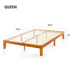 Cadre de lit plateforme classique en bois massif 12