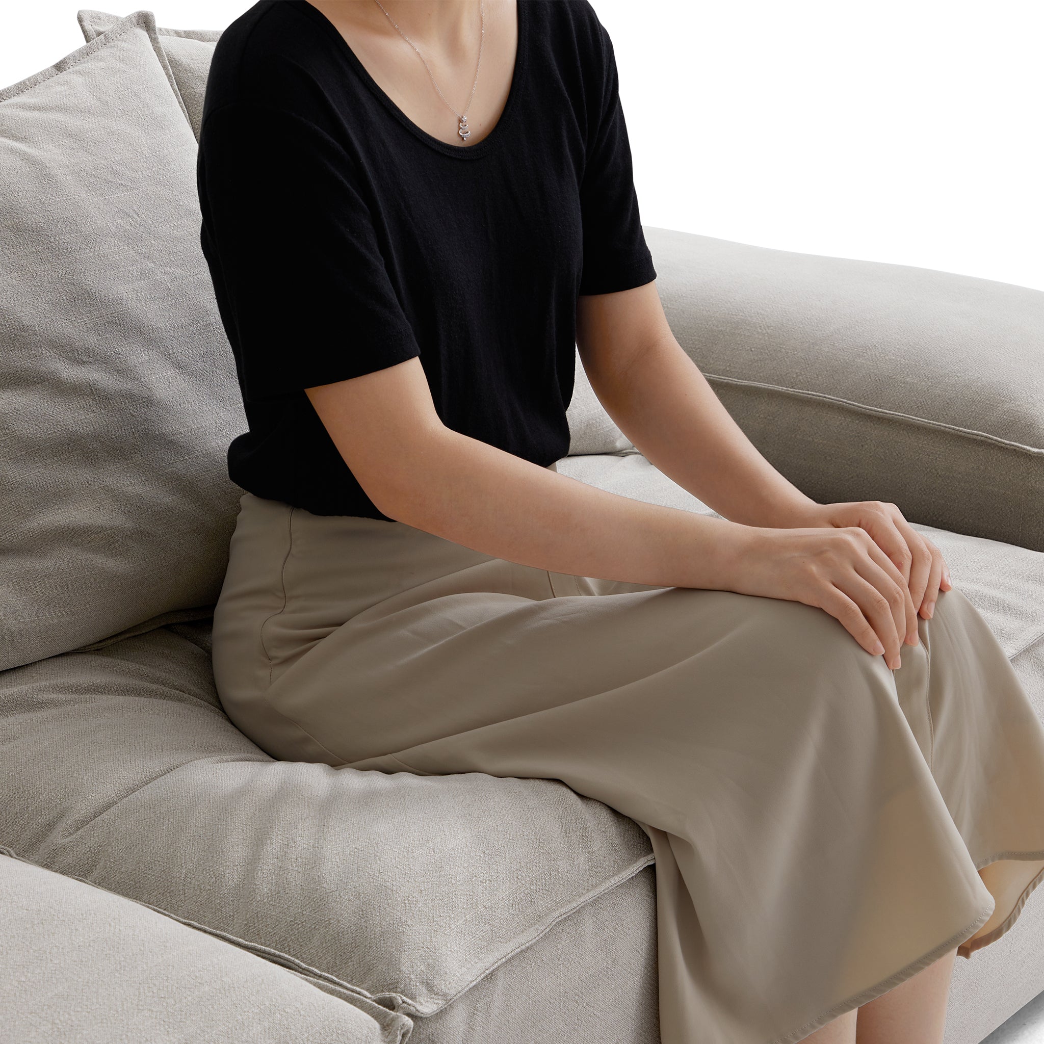 Canapé modulable Freedom beige avec pouf