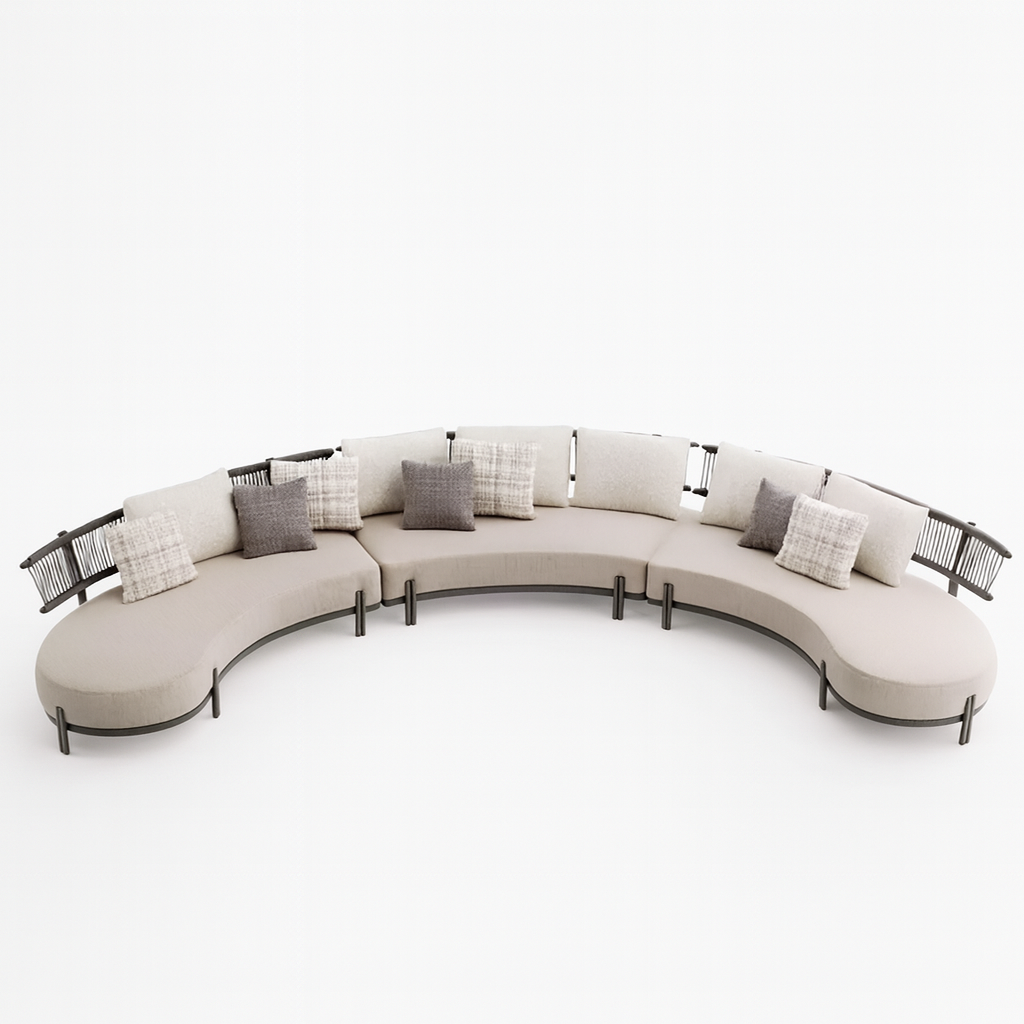 Maui Outdoor Curved Wicker Sectional Sofa Set