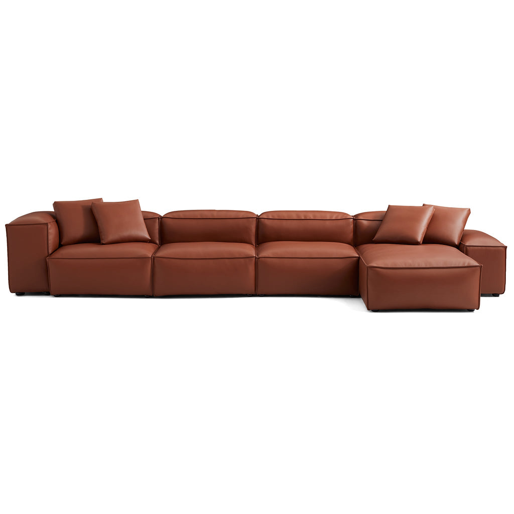 Cube Modular Brown Genuine Leather Sectional