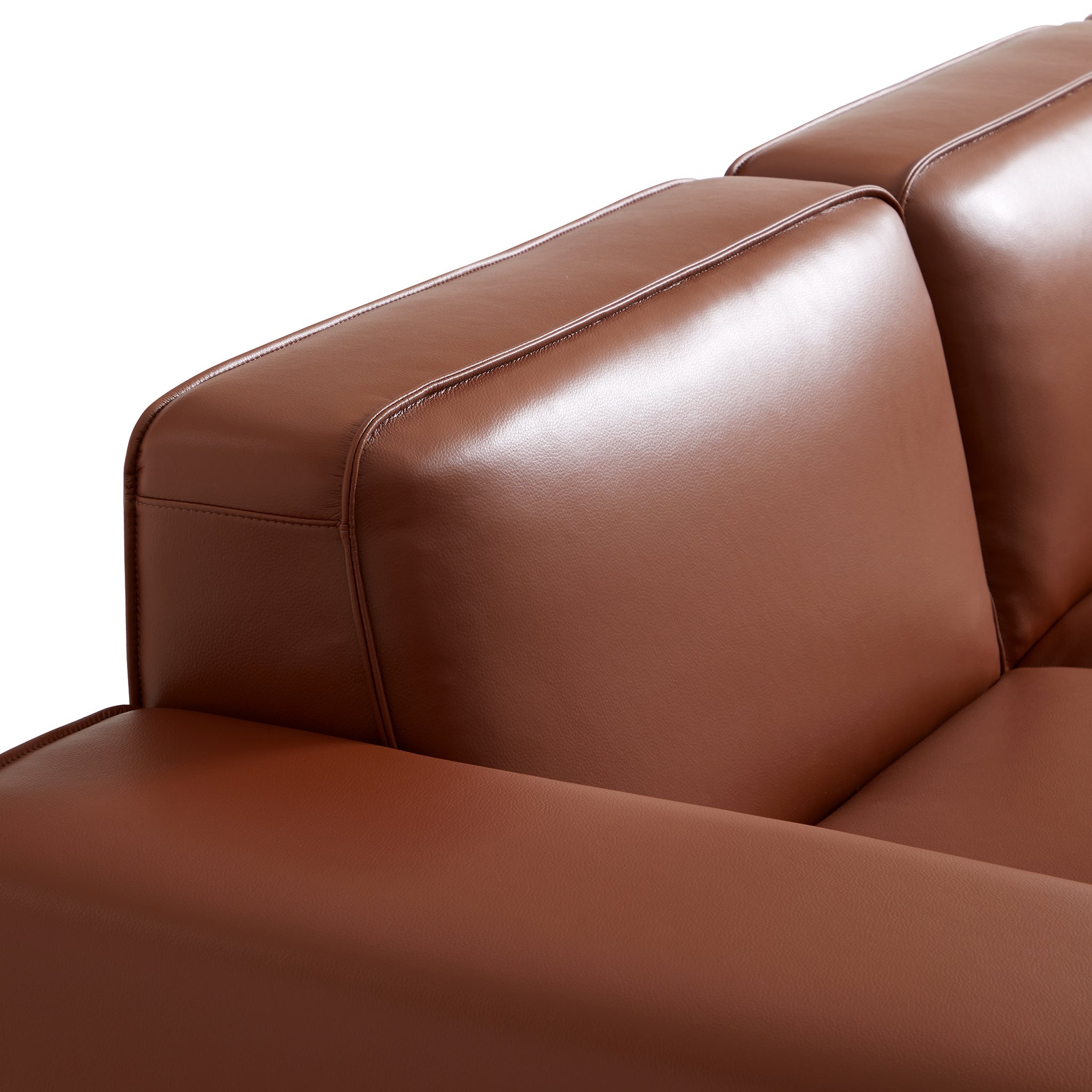Domus Modular Beige Leather Double Chaise Sectional
