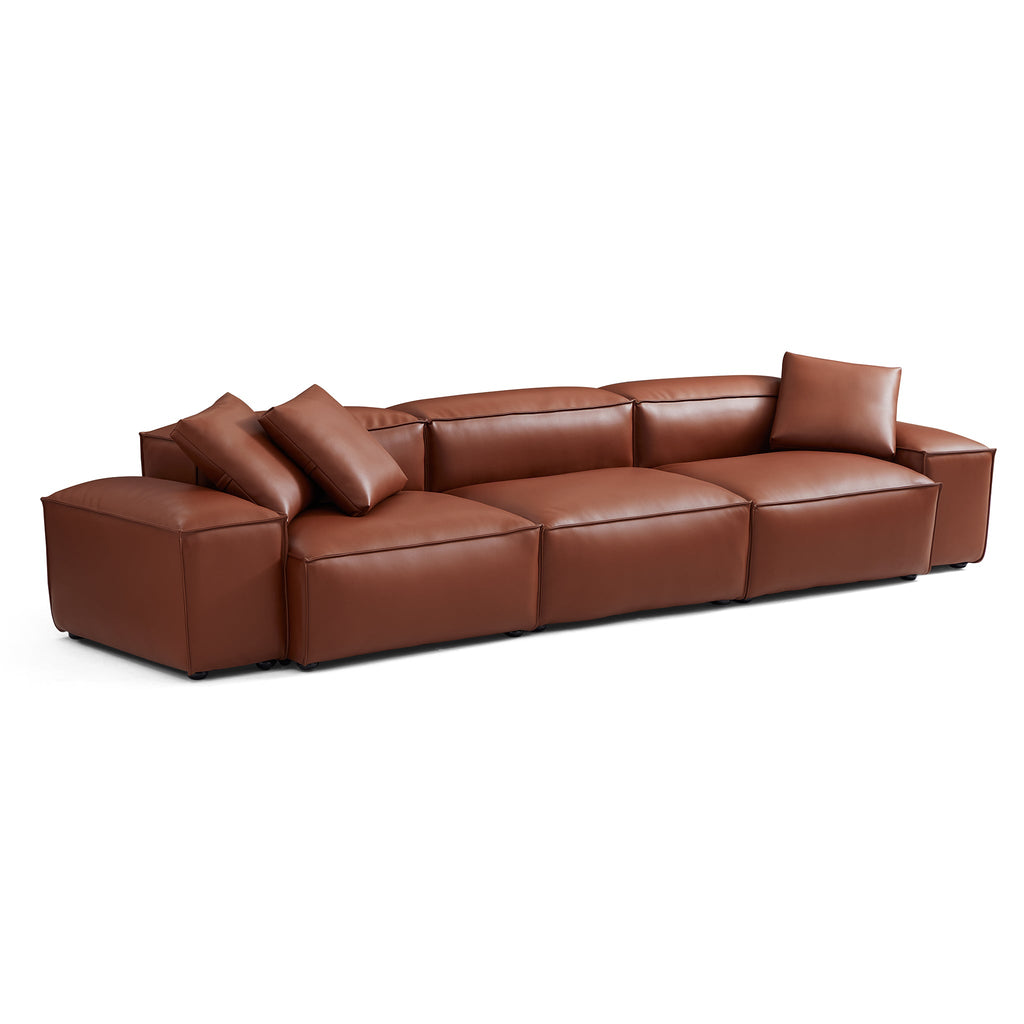 Cube Modular Brown Genuine Leather Sofa