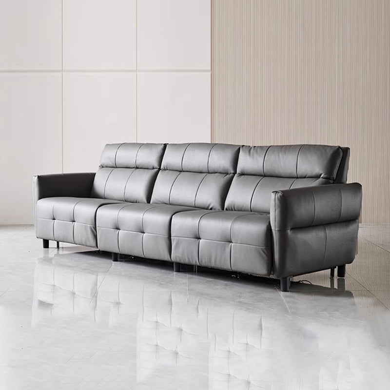 Canapé inclinable modulaire en cuir gris anthracite Lattice