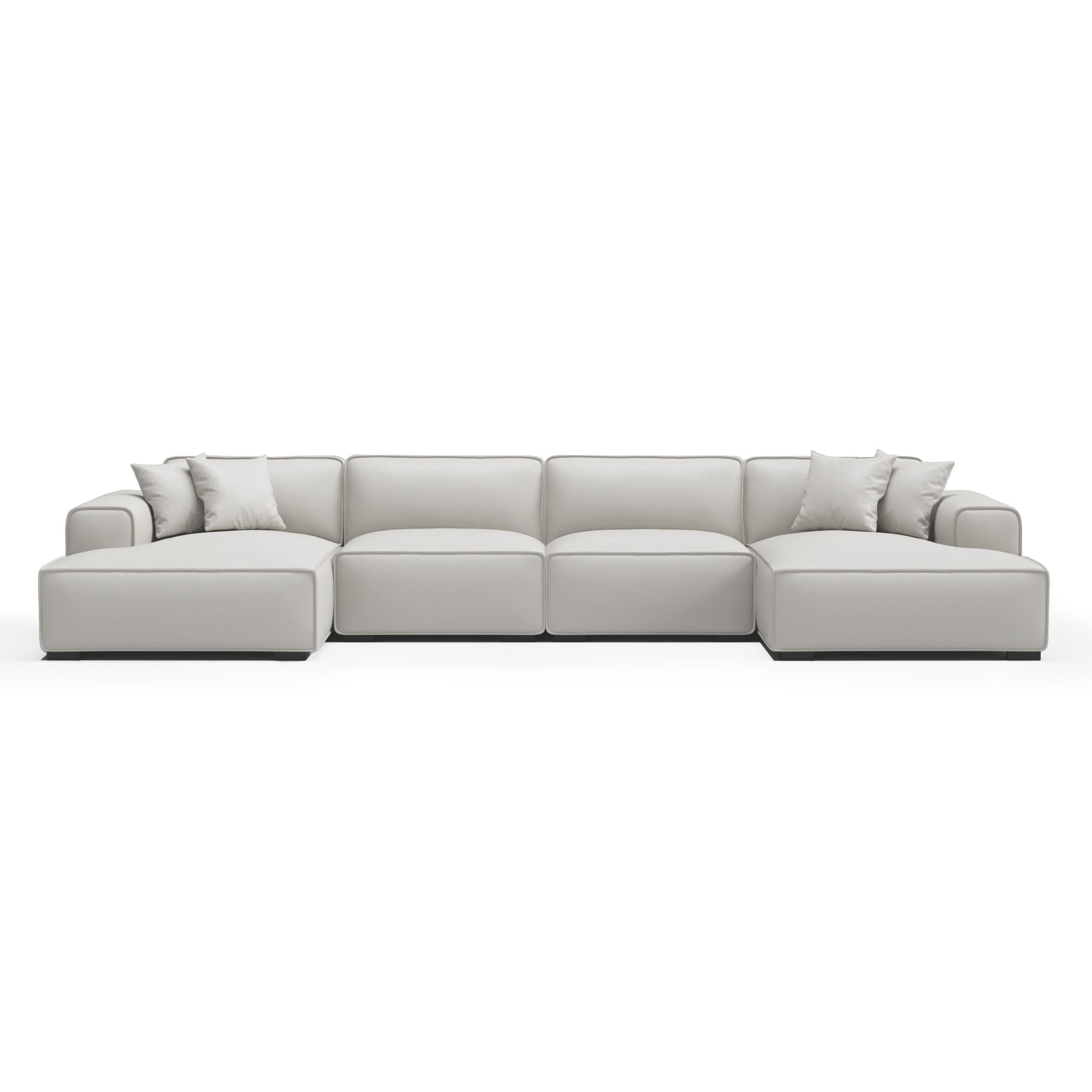 Domus Modular Dark Gray Leather U-Shaped Sectional Sofa