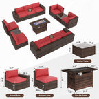 Ensemble de meubles de patio 13 pièces avec table de foyer 44