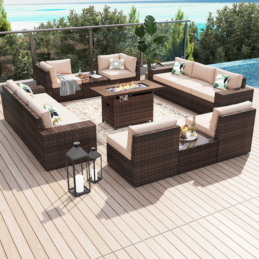 Ensemble de meubles de patio 13 pièces avec table de foyer 44