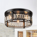 Lustre encastré moderne en cristal noir à 3 lumières pour couloir