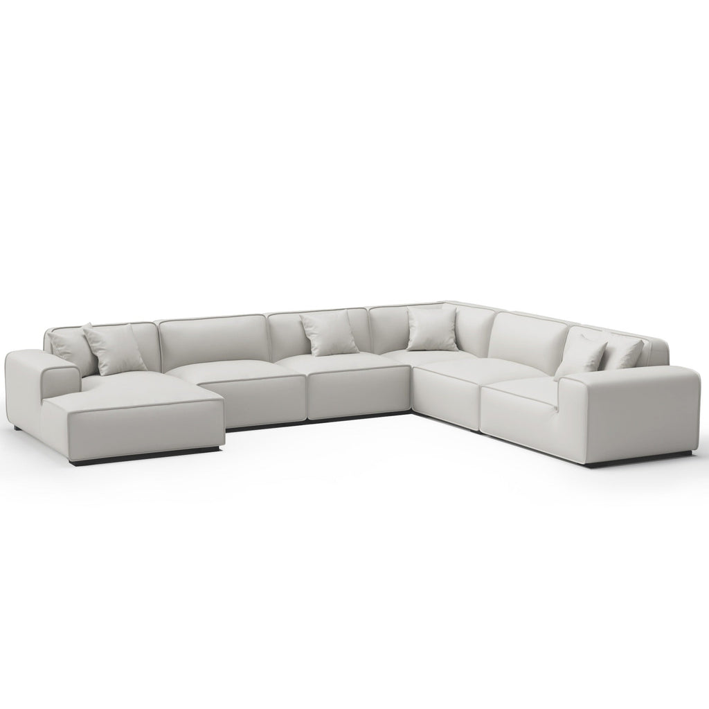 Domus Modular Black Leather U-Shaped Sectional