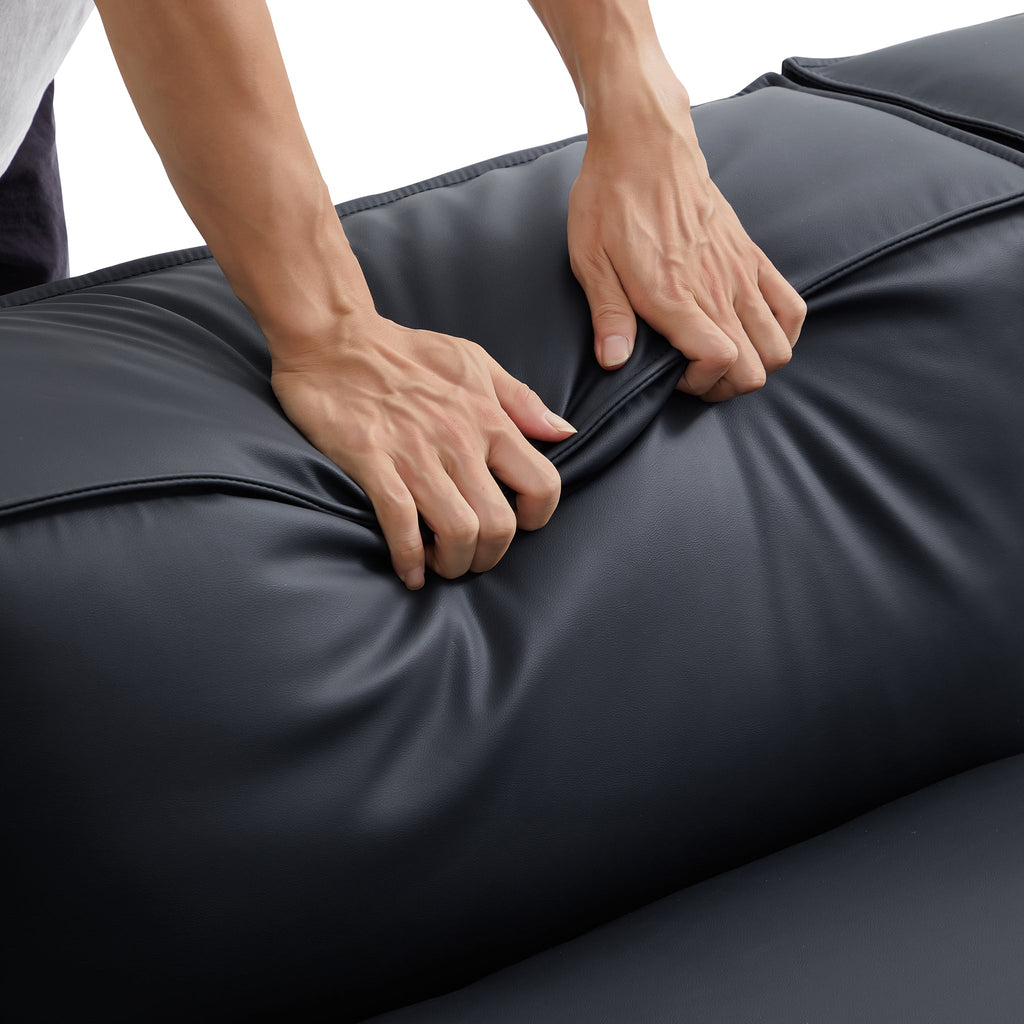 Canapé en cuir noir minimaliste géométrique