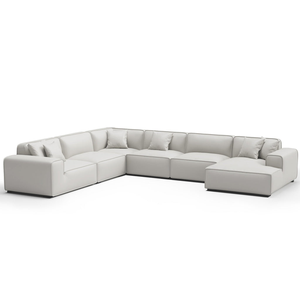 Domus Modular Black Leather U-Shaped Sectional