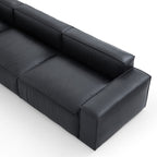 Canapé sectionnel et ottoman minimaliste de luxe en cuir noir