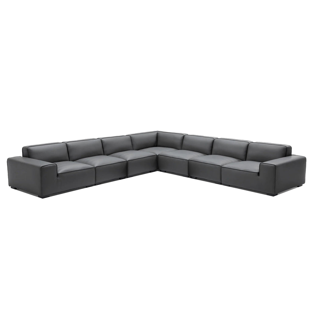 Domus Modular Black Leather L-Shaped Sectional