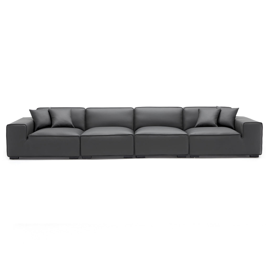 Domus Modular Beige Leather Sofa Set