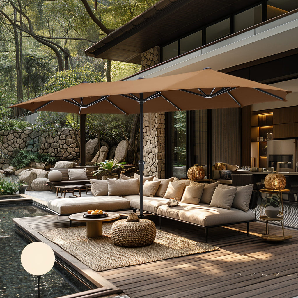 Parasol de patio double face MAISON ARTS extra large de 13 pieds avec manivelle