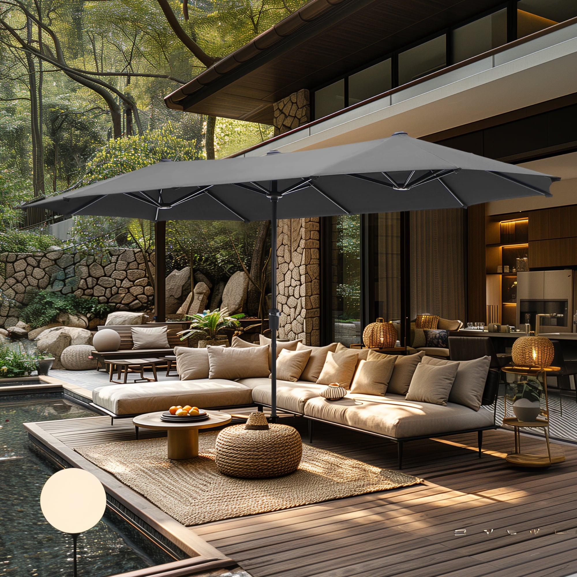 MAISON ARTS 13ft Double -Sided Patio Umbrella Extra Large with Crank