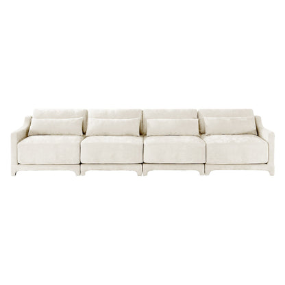 Canapé 6 places en chenille 141,7 avec base ergonomique en bois et éponge haute résilience pour le salon