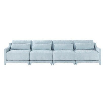 Canapé 6 places en chenille 141,7 avec base ergonomique en bois et éponge haute résilience pour le salon