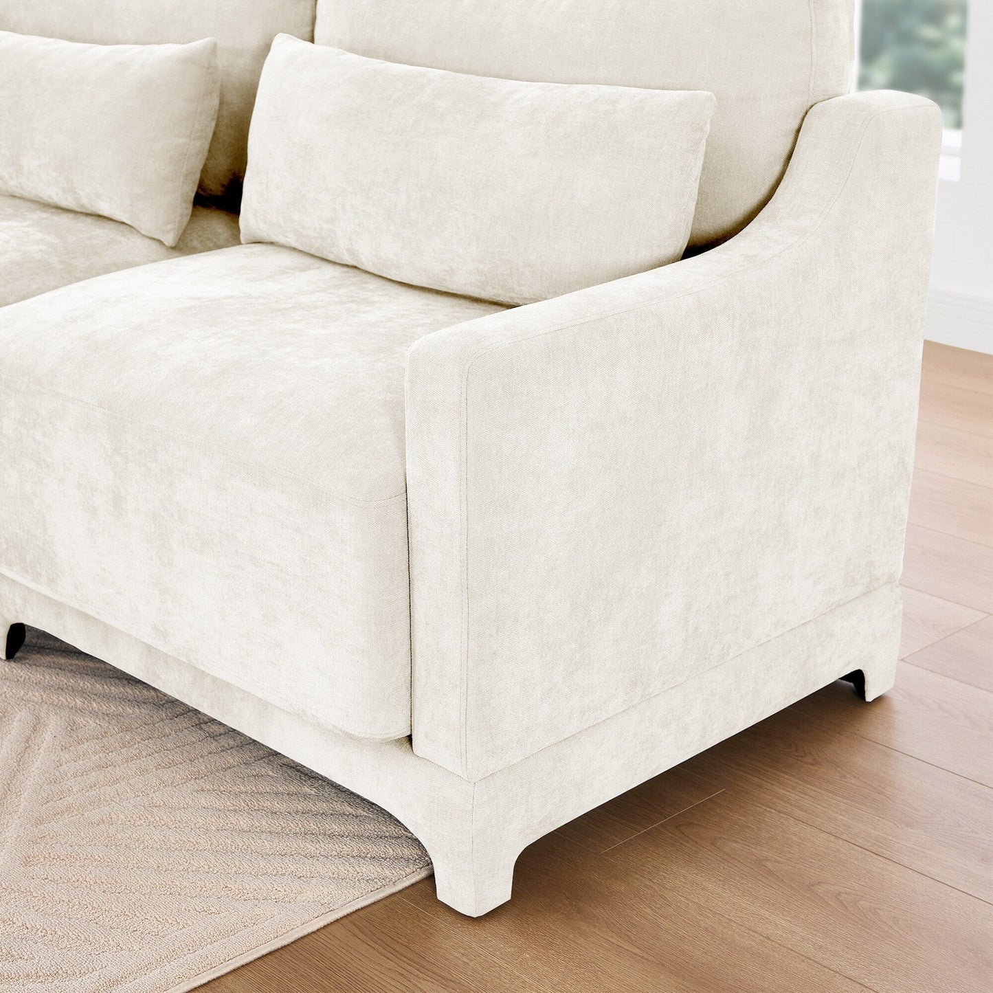 Canapé 6 places en chenille 141,7 avec base ergonomique en bois et éponge haute résilience pour le salon
