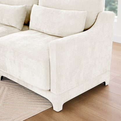 Canapé 6 places en chenille 141,7 avec base ergonomique en bois et éponge haute résilience pour le salon