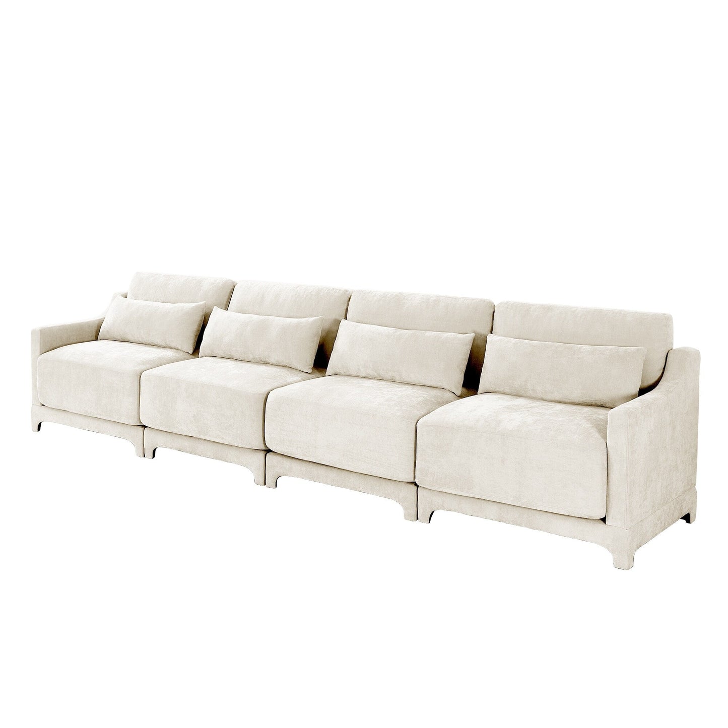Canapé 6 places en chenille 141,7 avec base ergonomique en bois et éponge haute résilience pour le salon
