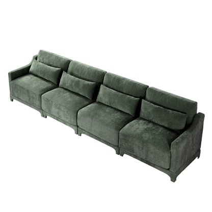 Canapé 6 places en chenille 141,7 avec base ergonomique en bois et éponge haute résilience pour le salon