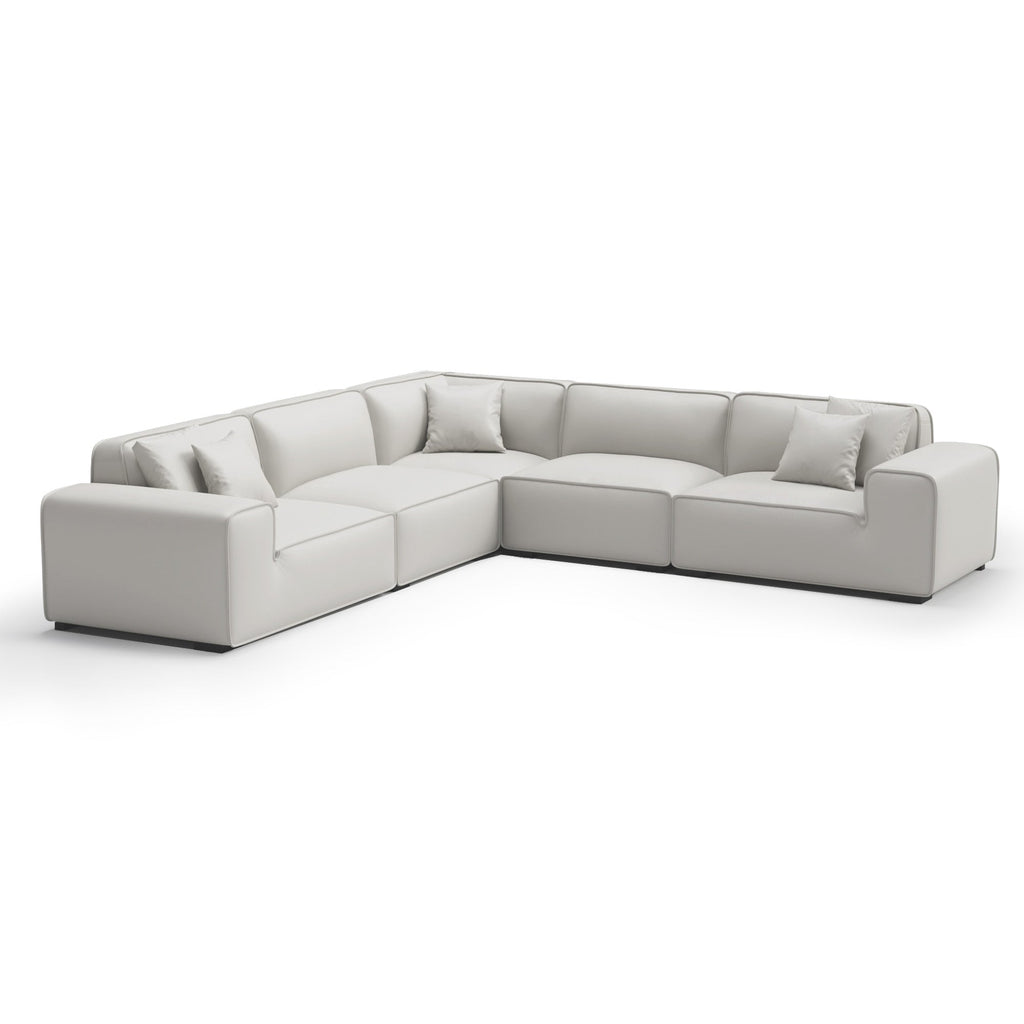 Domus Modular Black Leather L-Shaped Sectional