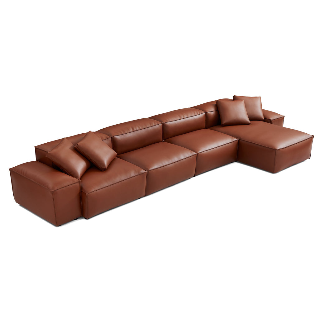 Cube Modular Brown Genuine Leather Sectional