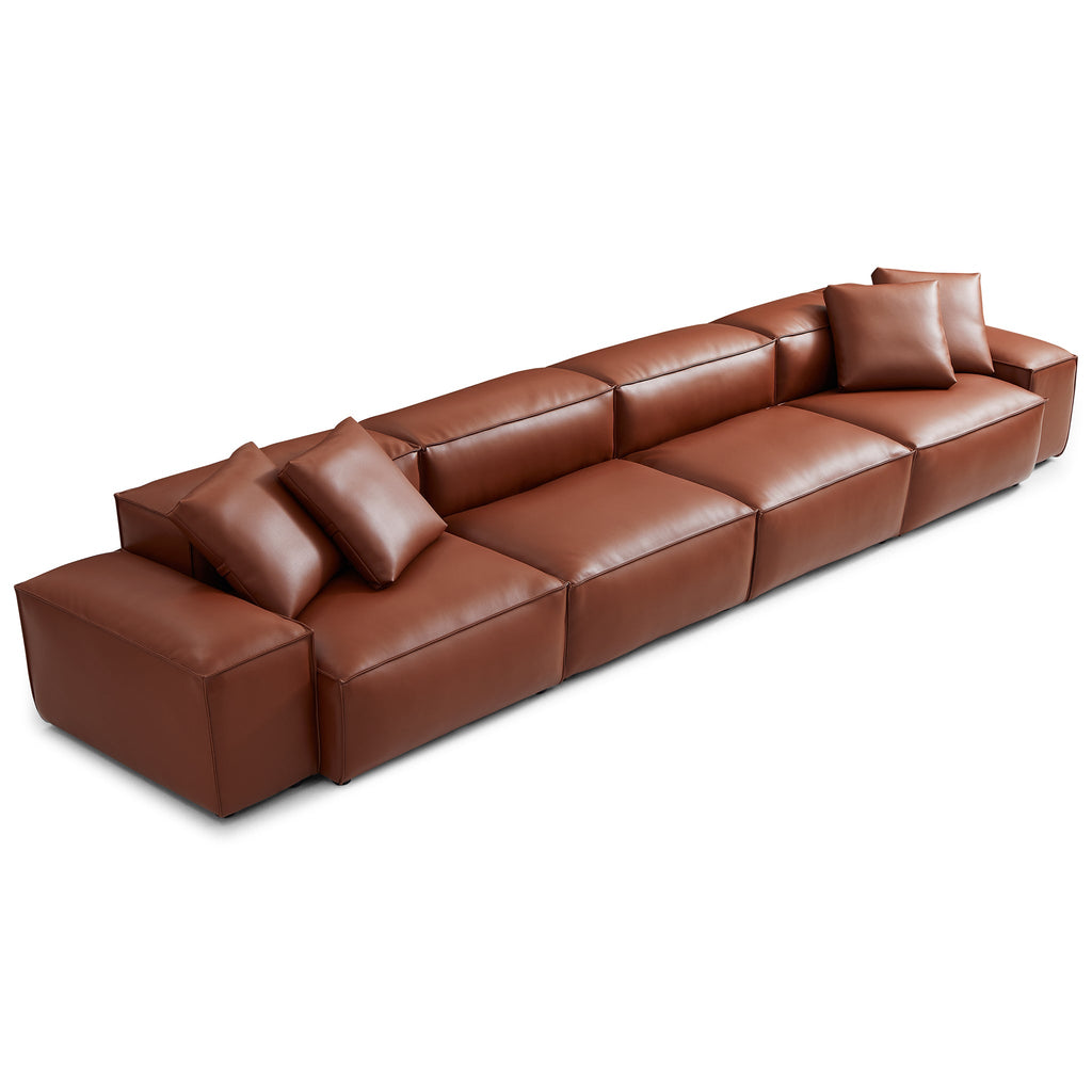 Cube Modular Brown Genuine Leather Sofa