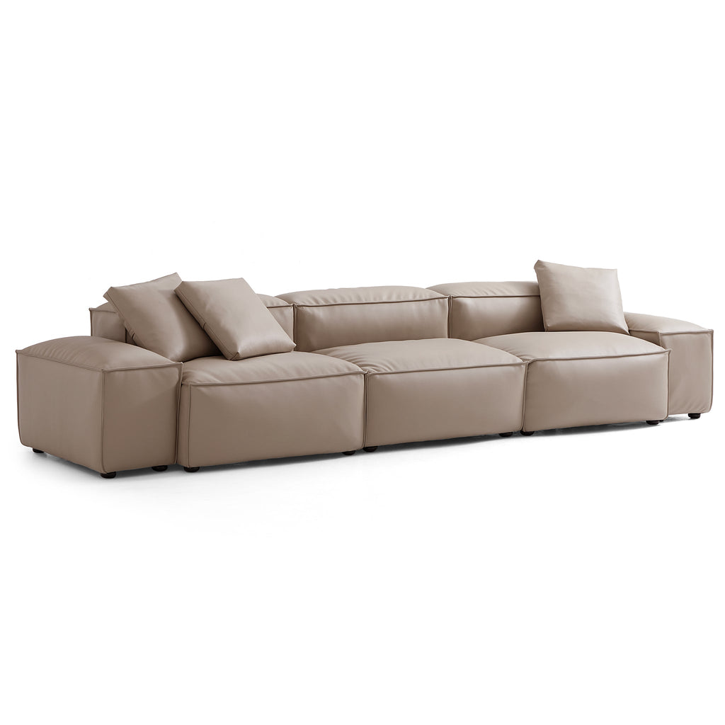 Cube Modular Black Genuine Leather Sofa