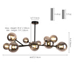 Lustre moderne à bulles Spoutnik de grande taille, noir ou doré, pour salle à manger