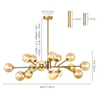 Lustre moderne à bulles Spoutnik de grande taille, noir ou doré, pour salle à manger
