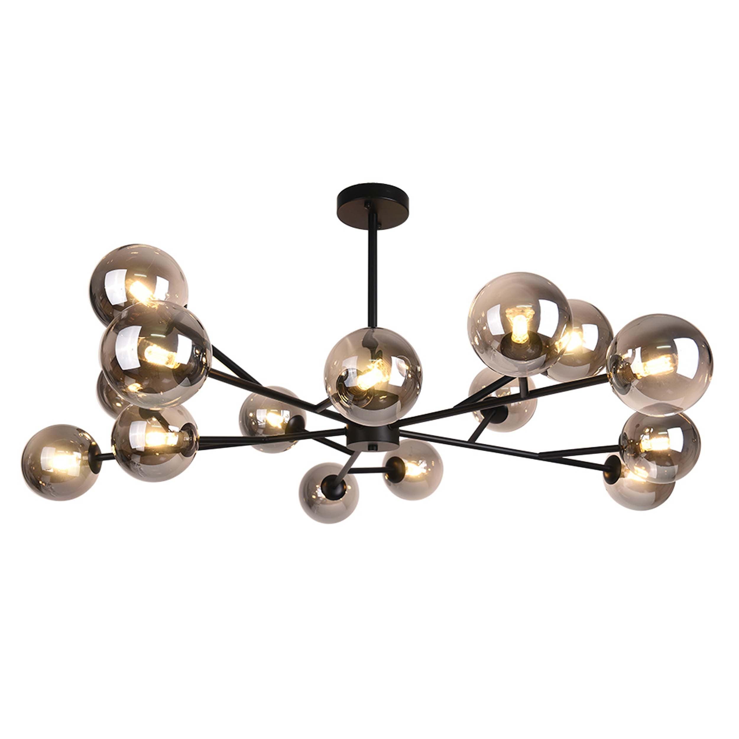 Lustre moderne à bulles Spoutnik de grande taille, noir ou doré, pour salle à manger