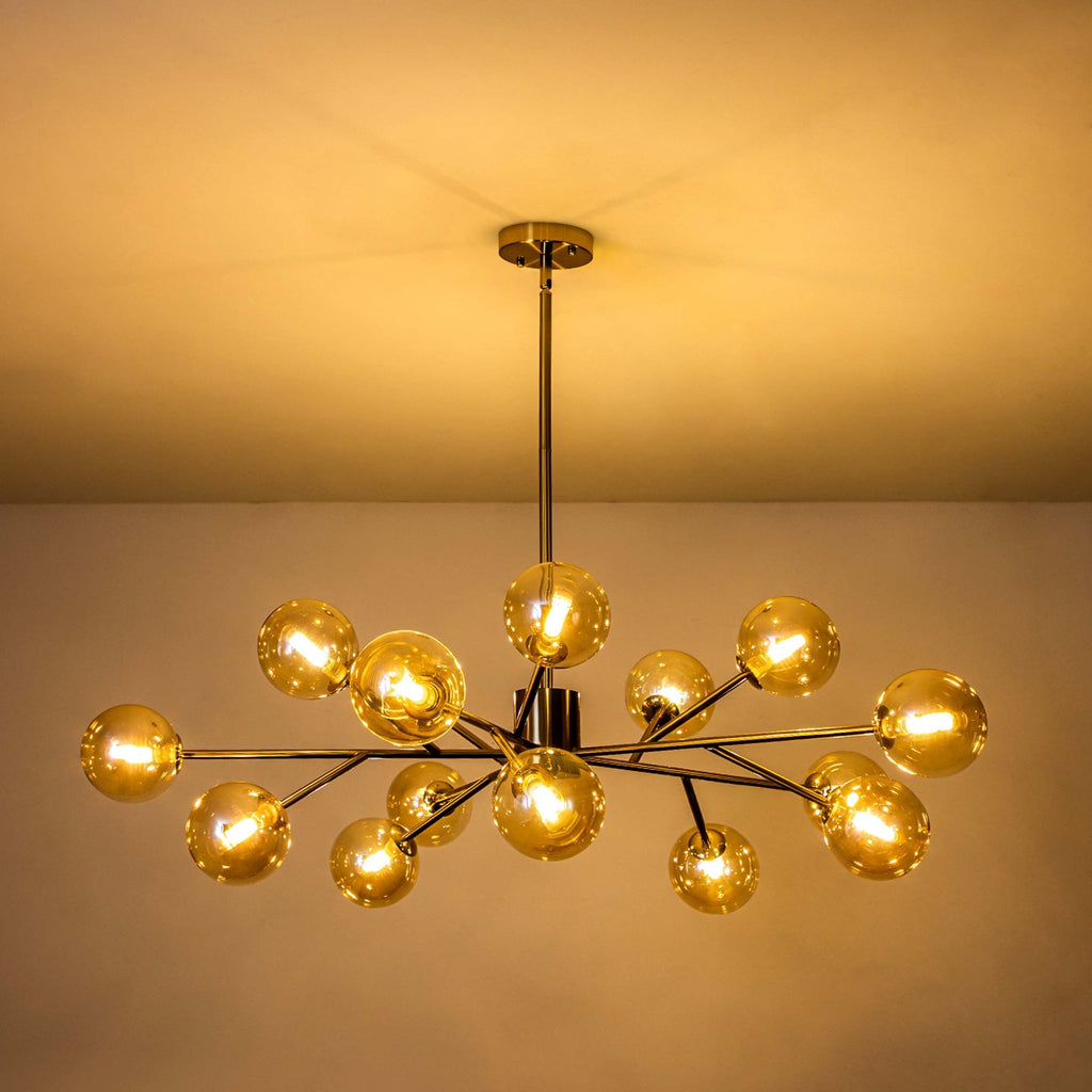 Lustre moderne à bulles Spoutnik de grande taille, noir ou doré, pour salle à manger