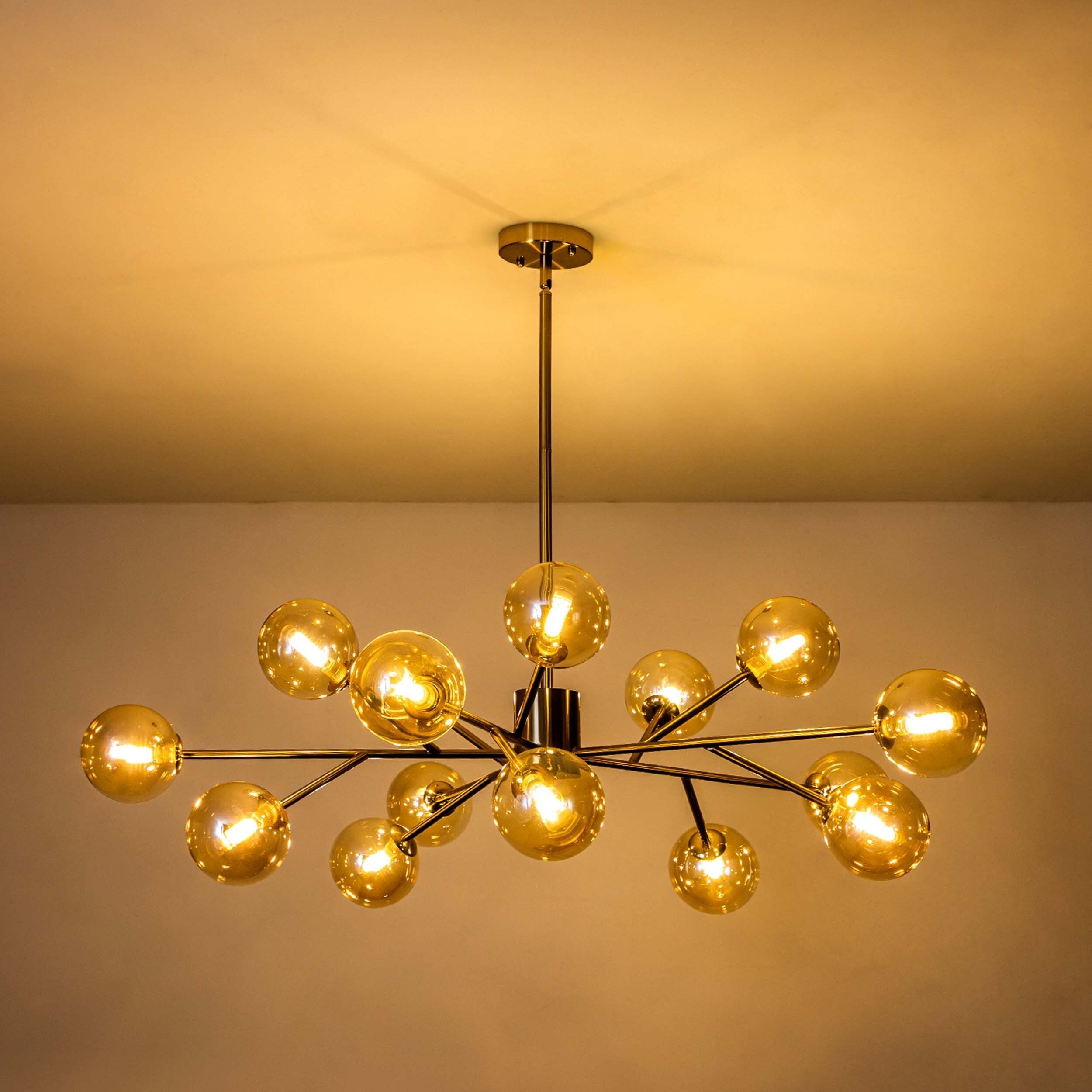 Lustre moderne à bulles Spoutnik de grande taille, noir ou doré, pour salle à manger