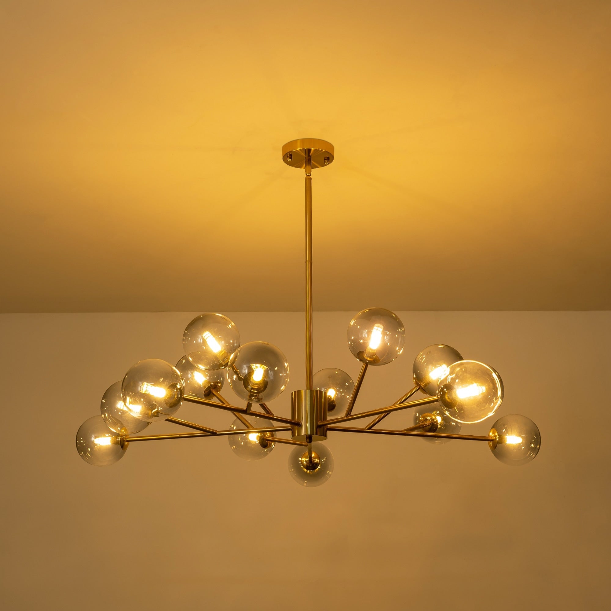 Lustre moderne à bulles Spoutnik de grande taille, noir ou doré, pour salle à manger