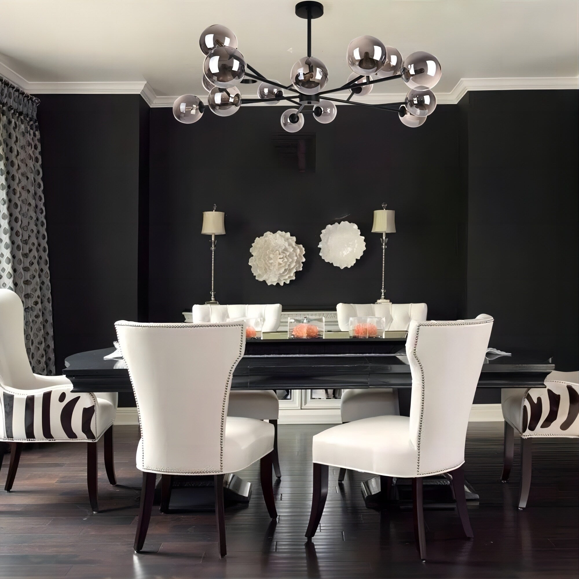 Lustre moderne à bulles Spoutnik de grande taille, noir ou doré, pour salle à manger