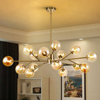 Lustre moderne à bulles Spoutnik de grande taille, noir ou doré, pour salle à manger